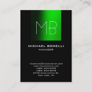 Chubby green black unique monogram business card visitenkarte