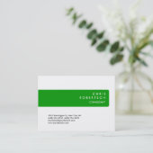 Chubby Green Strip White Background Business Card Visitenkarte (Stehend Vorderseite)