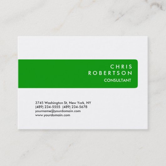 Chubby Green Strip White Background Business Card Visitenkarte (Vorderseite)