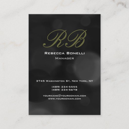 Chubby Grey Black Monogram Manager Business Card Visitenkarte (Vorderseite)