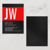 Chubby Huge Red Striped Monogram Grau Visitenkarte (Vorne/Hinten)