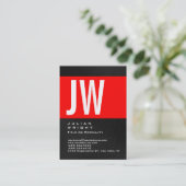 Chubby Huge Red Striped Monogram Grau Visitenkarte (Stehend Vorderseite)