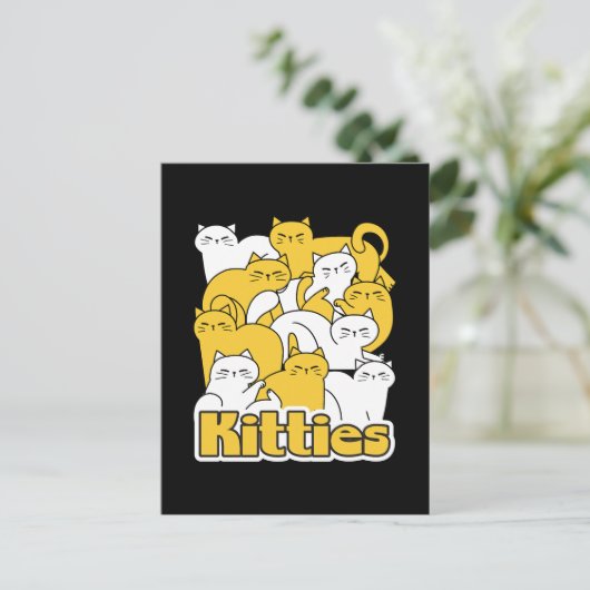 Chubby Kätzchen Design - Adorable Car Art Postkarte (Stehend Vorderseite)