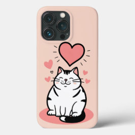 Chubby Katze mit Herz Niedliche fette Kontur Case-Mate iPhone Hülle