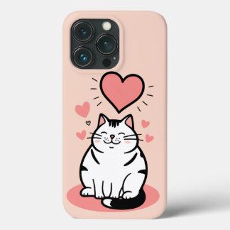 Chubby Katze mit Herz Niedliche fette Kontur Case-Mate iPhone Hülle