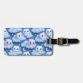 "Chubby Kawaii Cats and Clouds 3D Nahtlose Muster Gepäckanhänger (Vorderseite horizontal)
