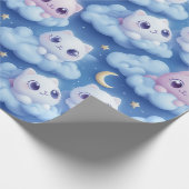 "Chubby Kawaii Cats and Clouds 3D Nahtlose Muster Geschenkpapier (Ecke)