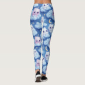 "Chubby Kawaii Cats and Clouds 3D Nahtlose Muster Leggings (Rückseite)