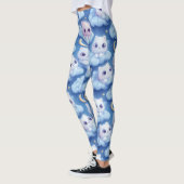 "Chubby Kawaii Cats and Clouds 3D Nahtlose Muster Leggings (Links)