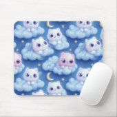"Chubby Kawaii Cats and Clouds 3D Nahtlose Muster Mousepad (Mit Mouse)