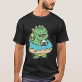 Chubby Kid Dinosaurier Donut Süßes Konditorei Schw T-Shirt (Vorderseite)