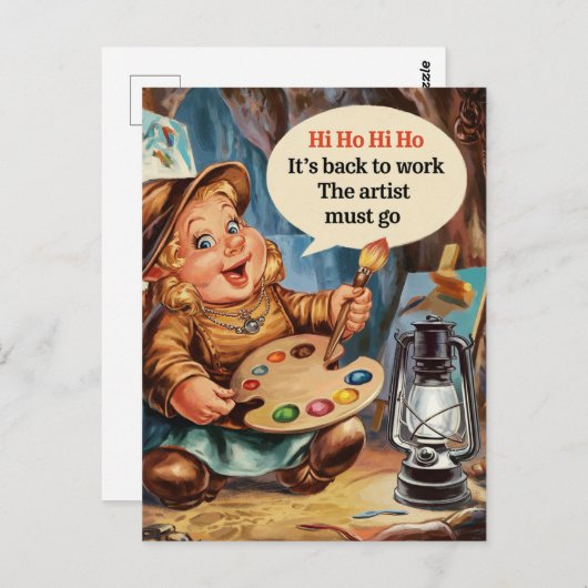 Chubby-Künstlerzwerge singen sich zurück in die Ar Postkarte (Vorne/Hinten)