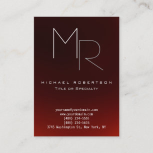 Chubby Large Dunkelrot Monogram Schlichte Visitenk Visitenkarte