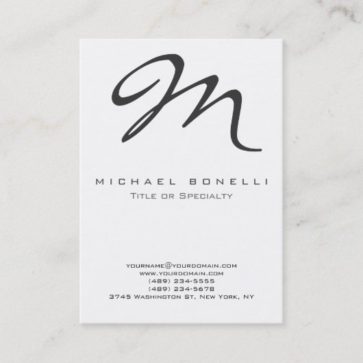 Chubby Large Monogram Calligraphy Business Card Visitenkarte (Vorderseite)