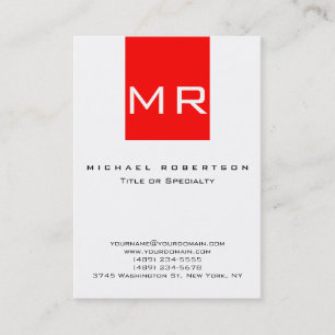 Chubby Large Monogram White Red Business Card Visitenkarte