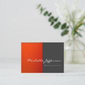 Chubby Makeup Artist Gray Orange Business Card Visitenkarte (Stehend Vorderseite)