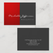 Chubby Makeup Artist Gray Red Business Card Visitenkarte (Vorne/Hinten)
