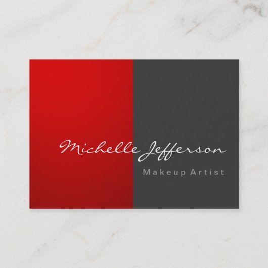 Chubby Makeup Artist Gray Red Business Card Visitenkarte (Vorderseite)