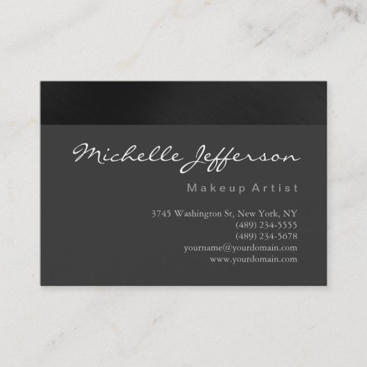Chubby Makeup Artist Script Gray Business Card Visitenkarte (Vorderseite)