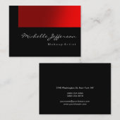 Chubby Makeup Artist Script Red Gray Business Card Visitenkarte (Vorne/Hinten)