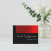 Chubby Makeup Artist Script Red Gray Business Card Visitenkarte (Stehend Vorderseite)