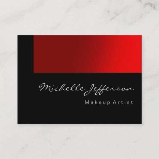 Chubby Makeup Artist Script Red Gray Business Card Visitenkarte (Vorderseite)