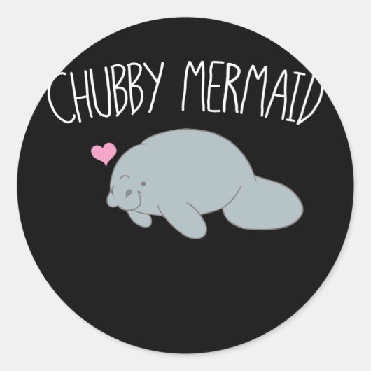 Chubby Mermaid Manatee Sea Cow Runder Aufkleber (Vorderseite)