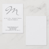 Chubby Modern Grau Monogram White Business Card Visitenkarte (Vorne/Hinten)