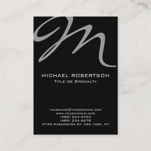 Chubby Modern Monogram Black Clean Business Card Visitenkarte (Vorderseite)