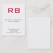 Chubby Modern Monogram Red White Business Card Visitenkarte (Vorne/Hinten)