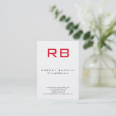 Chubby Modern Monogram Red White Business Card Visitenkarte (Stehend Vorderseite)