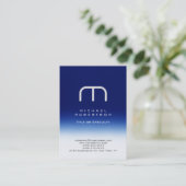 Chubby Modern Monogram White Blue Business Card Visitenkarte (Stehend Vorderseite)