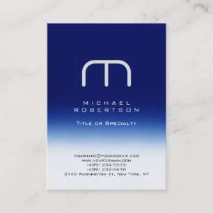 Chubby Modern Monogram White Blue Business Card Visitenkarte