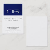 Chubby Modern Monogram White Blue Business Card Visitenkarte (Vorne/Hinten)