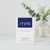 Chubby Modern Monogram White Blue Business Card Visitenkarte (Stehend Vorderseite)