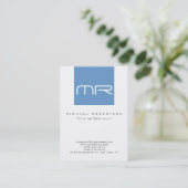 Chubby Modern Monogram White Blue Business Card Visitenkarte (Stehend Vorderseite)