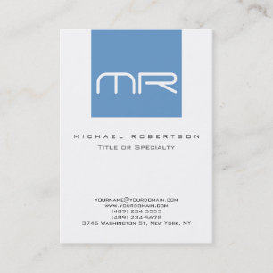 Chubby Modern Monogram White Blue Business Card Visitenkarte