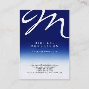 Chubby Modern Monogram White Blue Business Card Visitenkarte