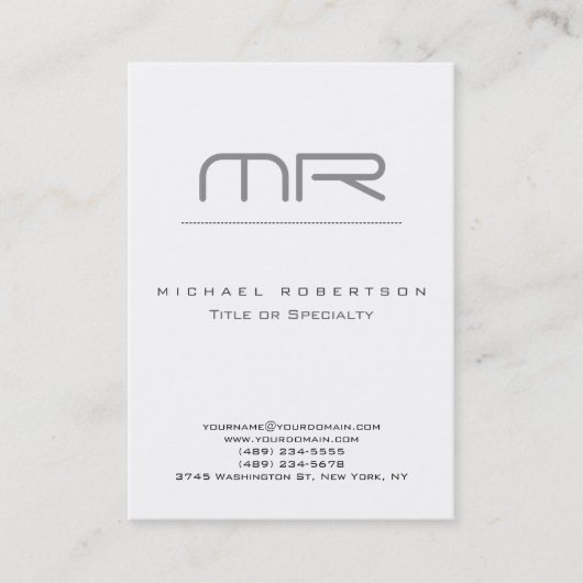 Chubby Modern Monogram White Clean Business Card Visitenkarte (Vorderseite)