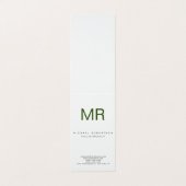 Chubby Modern Monogram White Green Business Card Visitenkarten (Außenseite Aufgefaltet)