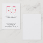 Chubby Modern Monogram White Red Business Card Visitenkarte (Vorne/Hinten)