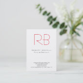 Chubby Modern Monogram White Red Business Card Visitenkarte (Stehend Vorderseite)