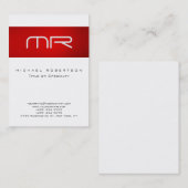 Chubby Modern Monogram White Red Business Card Visitenkarte (Vorne/Hinten)