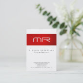 Chubby Modern Monogram White Red Business Card Visitenkarte (Stehend Vorderseite)