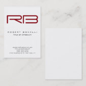 Chubby Modern Red Monogram White Business Card Visitenkarte (Vorne/Hinten)