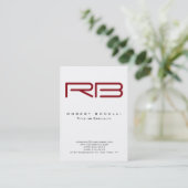 Chubby Modern Red Monogram White Business Card Visitenkarte (Stehend Vorderseite)