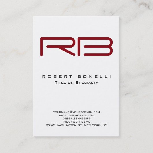 Chubby Modern Red Monogram White Business Card Visitenkarte (Vorderseite)