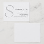 Chubby Modern White Gray Monogram Business Card Visitenkarte (Vorne/Hinten)