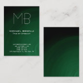 Chubby moderne grüne Monogramm-Visitenkarte Visitenkarte (Vorne/Hinten)