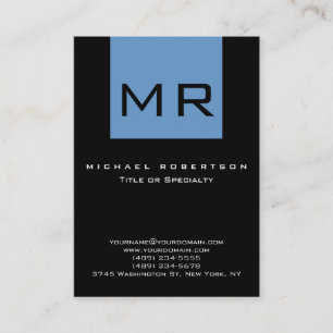 Chubby Monogram Black Blue Strip Business Card Visitenkarte